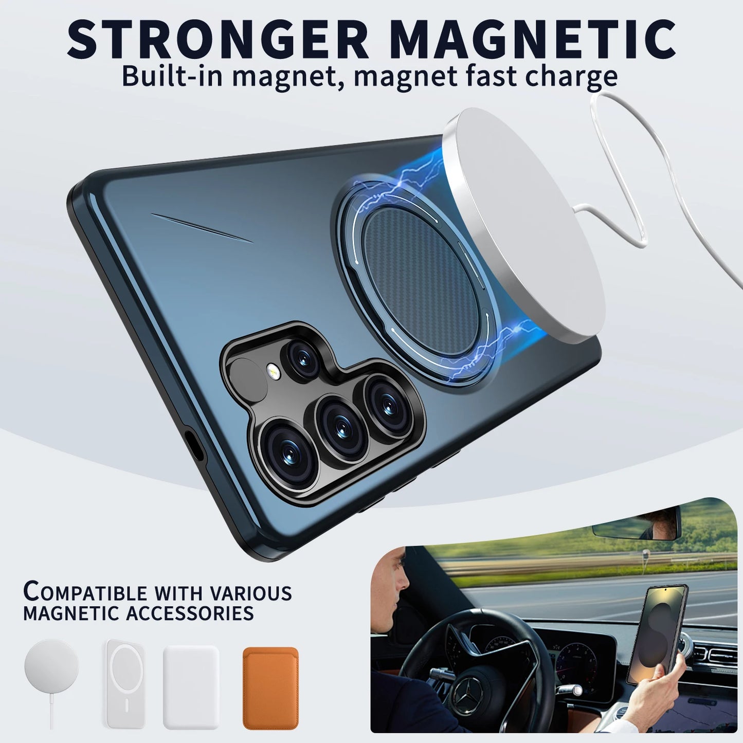 360° Folding Stand Magnetic Magsafe Case For Samsung Galaxy S25 FE S24 S23 S26 Ultra Plus A56 A36 A26 A17 A07 A55 A35 A25 A15