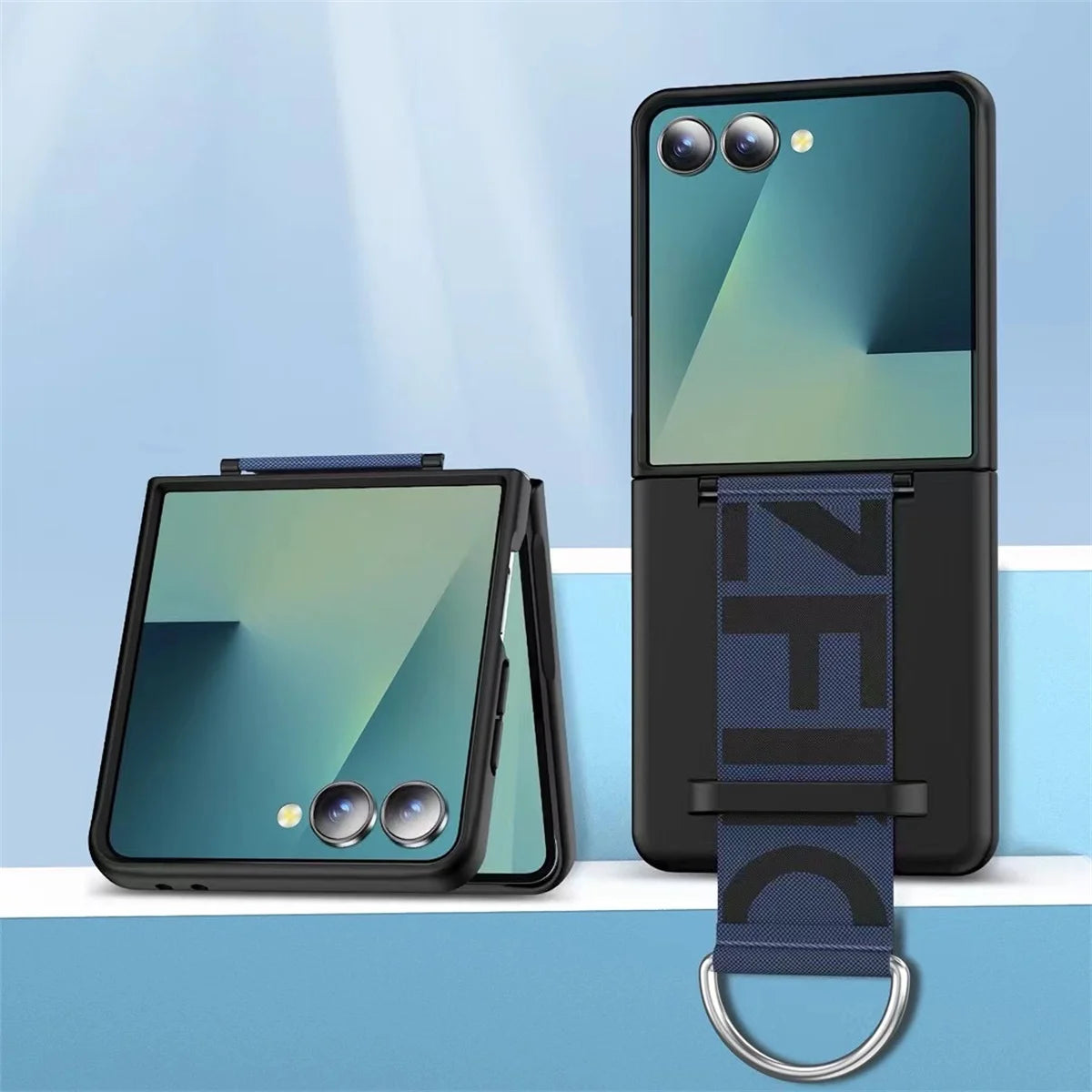 Wrist Strap Ring Holder Phone Case for Samsung Galaxy Z Flip 7 6 5 Luxury Matte PC Shockproof Hand Chain Band ZFlip 7 FE Cover