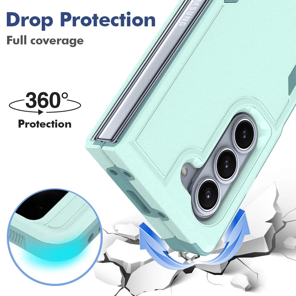 Military Shockproof Armour Phone Case for Samsung Z Fold 7 6 5 4 Fold6 Fold4 ZFold6 ZFold4 Double Layer Protective Back Cover