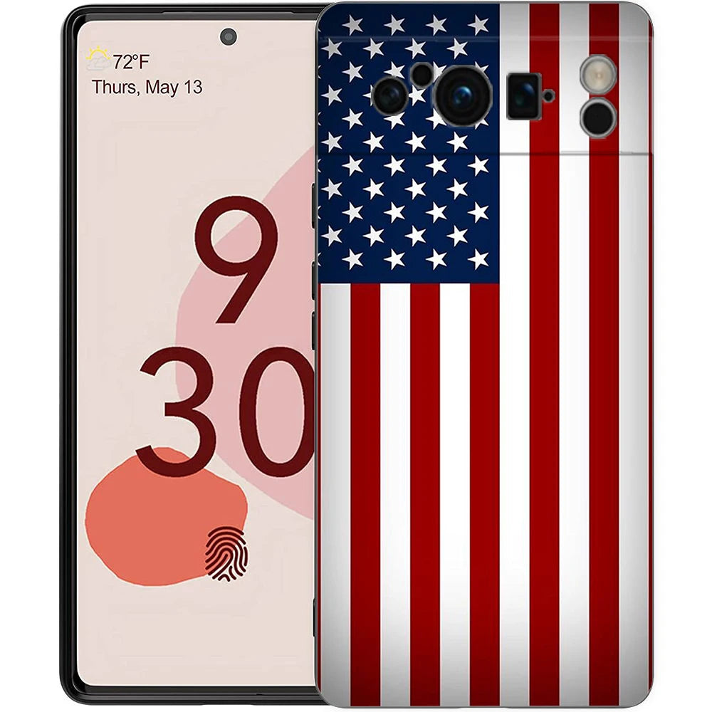 Phone Case Cover for Google Pixel 9 8 7 6 9A 8A 7A 6A Pro 10 9 Pro XL Soft TPU Shockproof Shell Capa American United States Flag