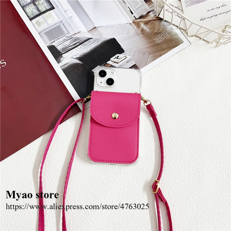 Trendy Leather Wallet Crossbody Strap Phone Case For Motorola Moto edge 40 Neo 30 Lite 50 Pro Cover Necklace Lanyard Cord Bag