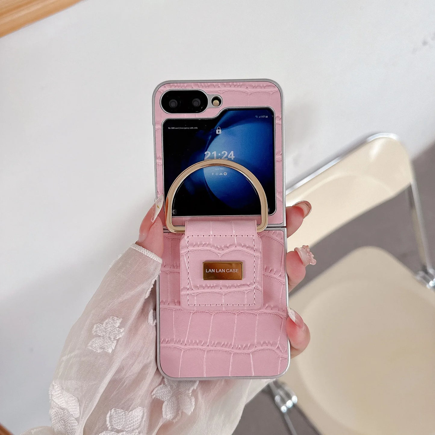 For Samsung Z Flip 7 6 5 4 3 Multi colored crocodile patterned metal buckle phone case