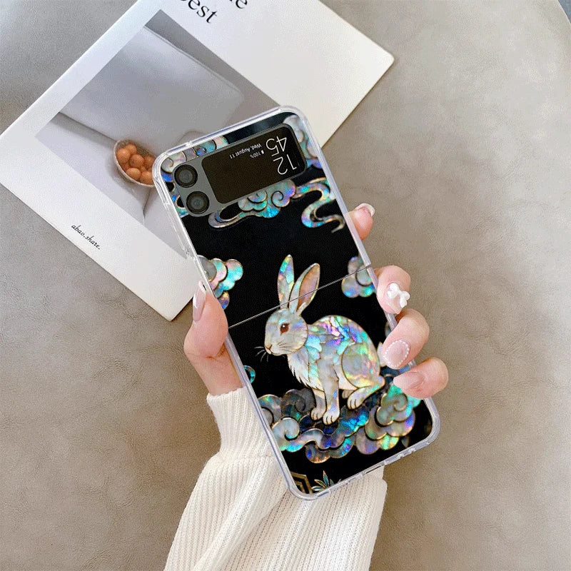 Stylish Dragon Leopard Marble Texture Clear Phone Case for Samsung Galaxy Z Flip 7 Flip 6 5 4 3 Folding Cover for Z Flip7 Flip5