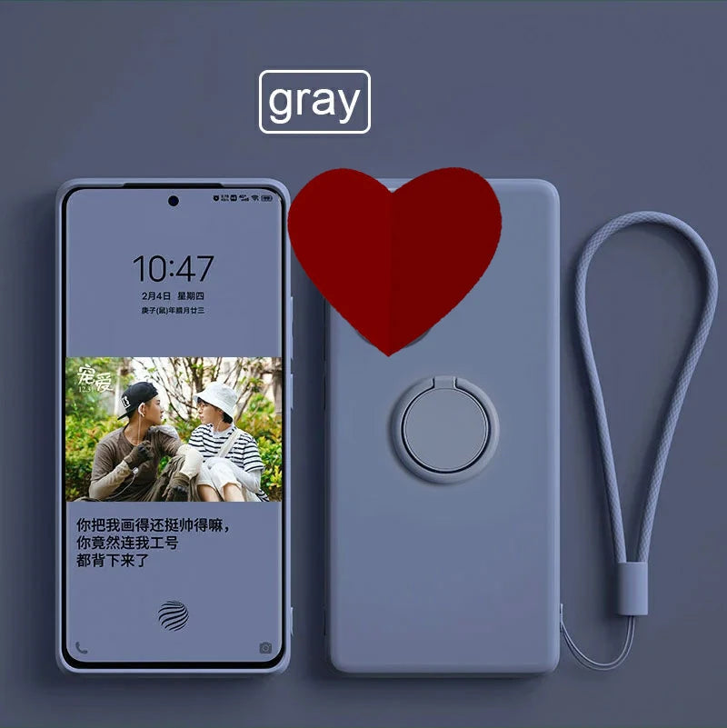 Case for Motorola Edge 60 Fusion Finger Ring Stand Holder Slicone Cover for Edge 60s50Neo Solid Color Lens Protection Soft Funda