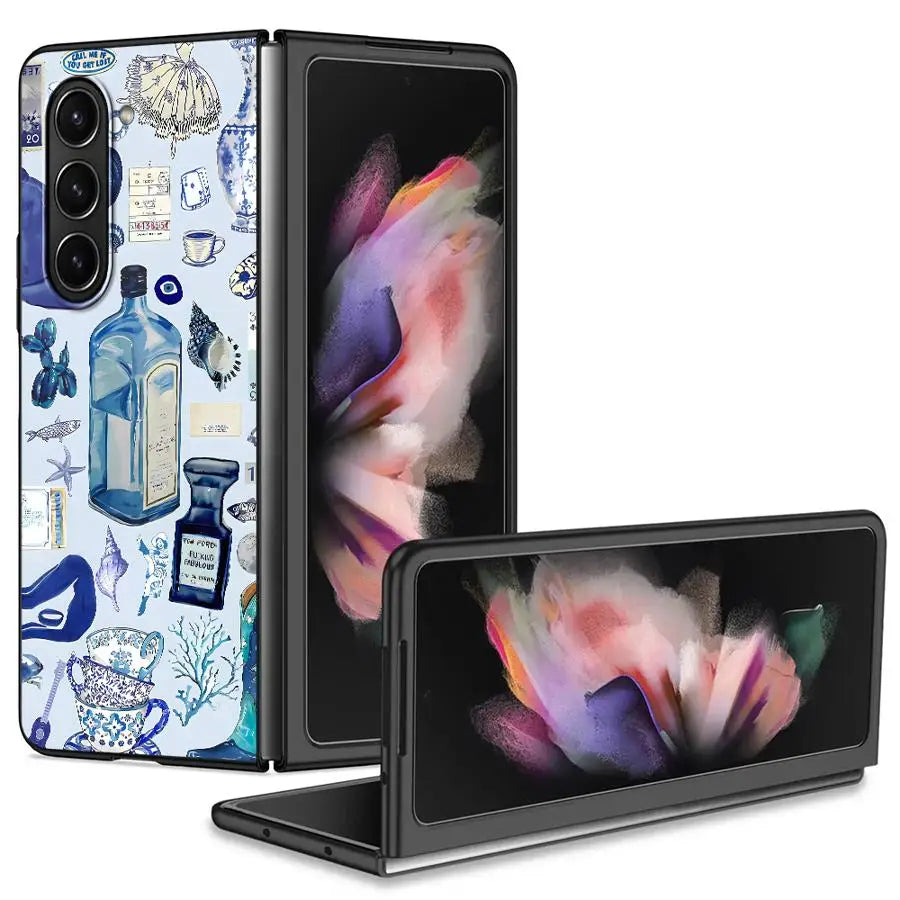 Case for Samsung Galaxy Z Fold 7 6 5 4 3 ZFold6 ZFold7 ZFold4 ZFold5 ZFold3 Back Phone Cover Luxury Seaside Scenery Wine Lemon