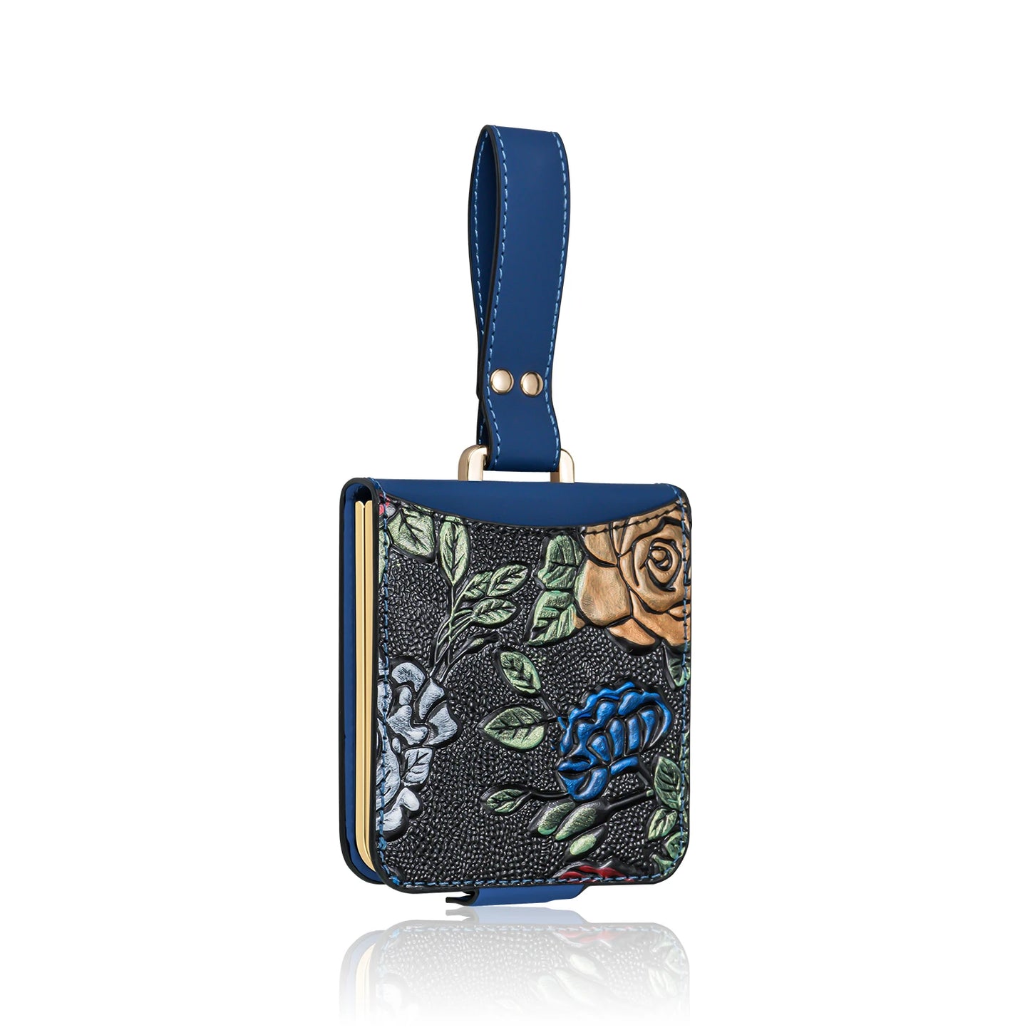 3D Relief Painting Design PU Leather Phone Case for Galaxy Z Flip 7/6/5/4/3 with Card Slots And Wrist Strap&Screen Protector