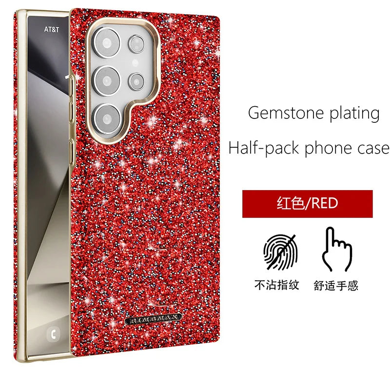 For Samsung Galaxy S24 S25 Ultra S25 Plus Electroplated Flash Powder Magsafe Phone Cas Fall Prevention Wireless Charging Cover
