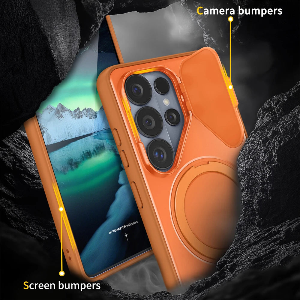 Camera Stand Bracket Protect Magnetic Case for Samsung Galaxy S26 Ultra S25 S24 Plus Edge A07 A17 A57 A36 A56 A16 A26 Cover