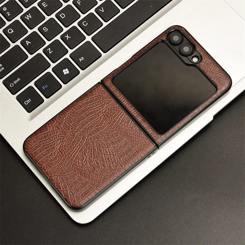 For Samsung Galaxy Z Flip 7 FE Case Luxury Crocodile pattern PU leather Case For Samsung Z Flip 7 FE Phone Case Back Cover