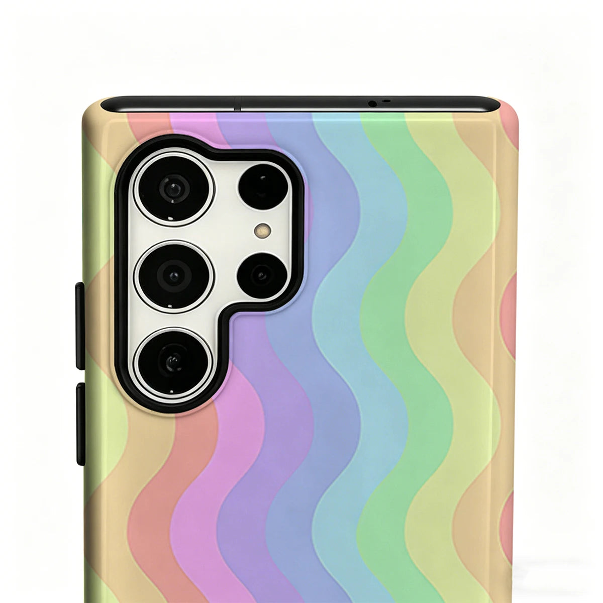 Rainbow Wave Stripe Phone Case for Samsung Galaxy S26 S25 Ultra S24 S23 Ultra Plus Glossy Double-layer Back Cover