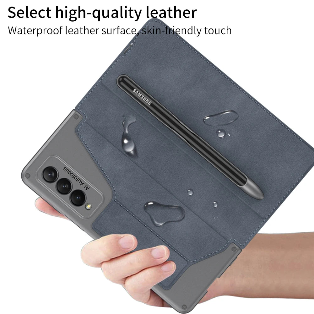GKK Original Case For Samsung Galaxy Z Fold 4 5 6 5G Case Leather Pen Holder Armor Back Protection Hard Cover For Samsung Z Fold
