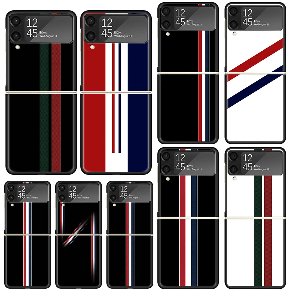 Luxury Sports Line Cool Stripes Phone Case For Samsung Galaxy Z Flip 7 Flip7 Zflip 6 Flip6 5 Flip5 4 Flip4 3 Flip3 5G Fundas Bla