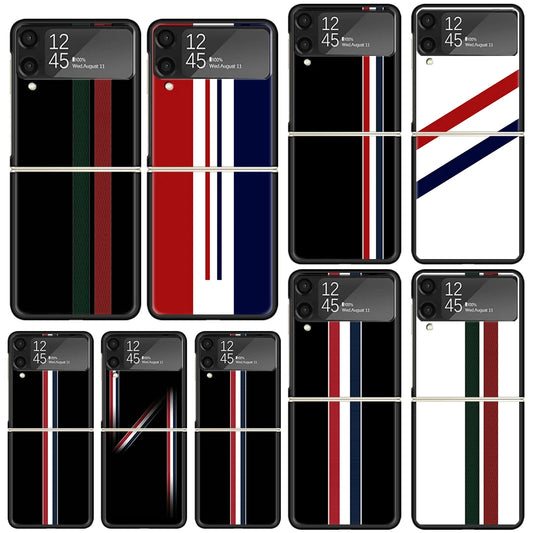 Luxury Sports Line Cool Stripes Phone Case For Samsung Galaxy Z Flip 7 Flip7 Zflip 6 Flip6 5 Flip5 4 Flip4 3 Flip3 5G Fundas Bla