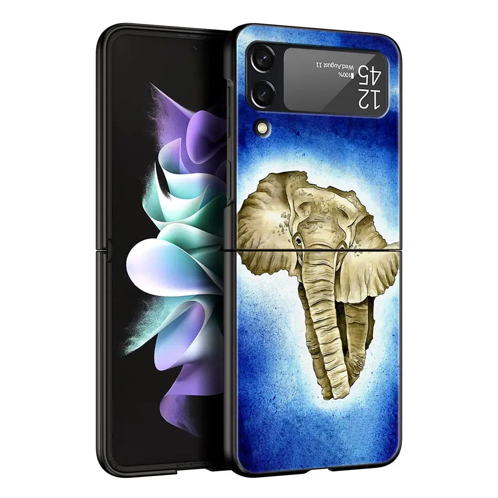 Africa Map Geography Painted Phone Case For Samsung Galaxy Z Flip 6 5 4 3 Shell For Samsung Z Flip3 Flip4 Flip5 Hard PC Cover