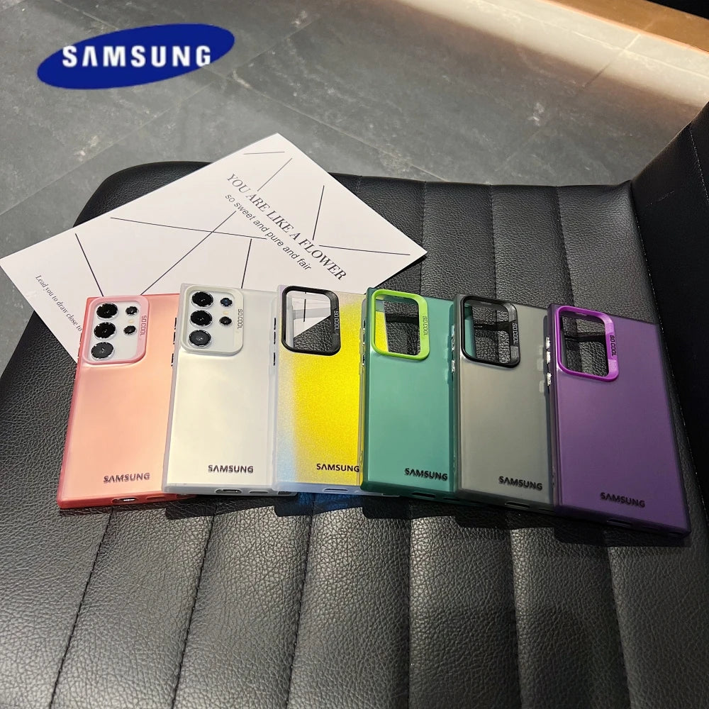 Matte Laser Case For Samsung Galaxy S25 S24 Ultra S23 S22 S21 Plus S20 FE Note 20 A54 A34 A14 A73 A53 A52 A71 Shockproof Cover