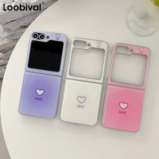Cute Dye diffusion Heart Hard PC Case for Samsung Galaxy Z Flip 8 7 6 5 4 Flip8 Z flip 8 Camera Protection Women Girls Cover