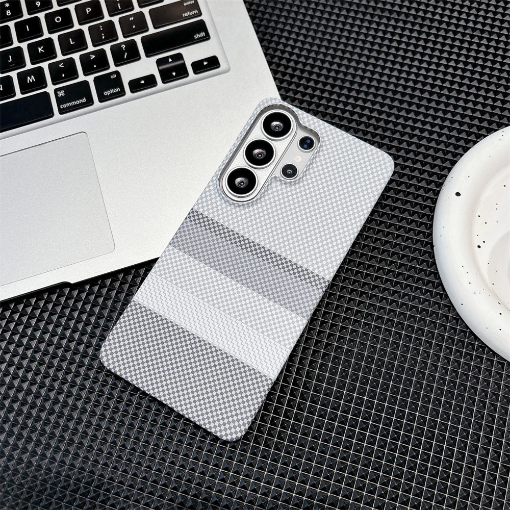 Luxury Carbon Fiber Wireless Charging For Magsafe Case for Samsung Galaxy S26 Ultra S26 Plus Alloy Lens Protection Hard Cover