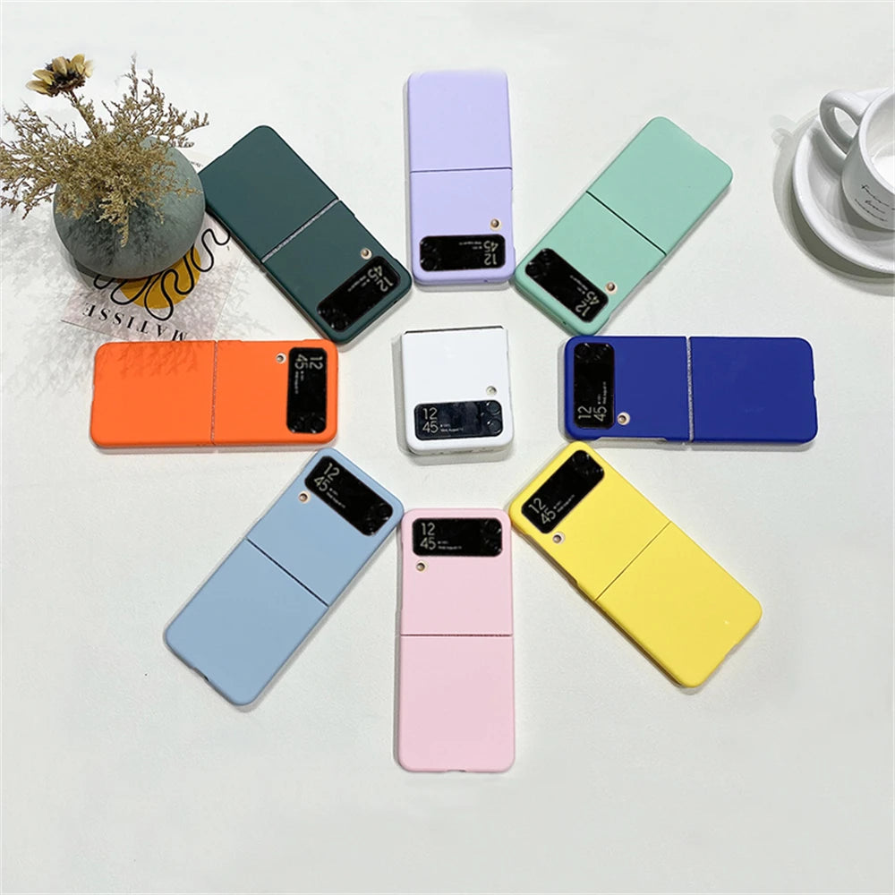 Candy Color Frosting PC Case For Samsung Galaxy Z Flip 6 5GFor Z Flip5 Flip3 Flip4 Ultra Thin Solid Color Hard PC Back Cover