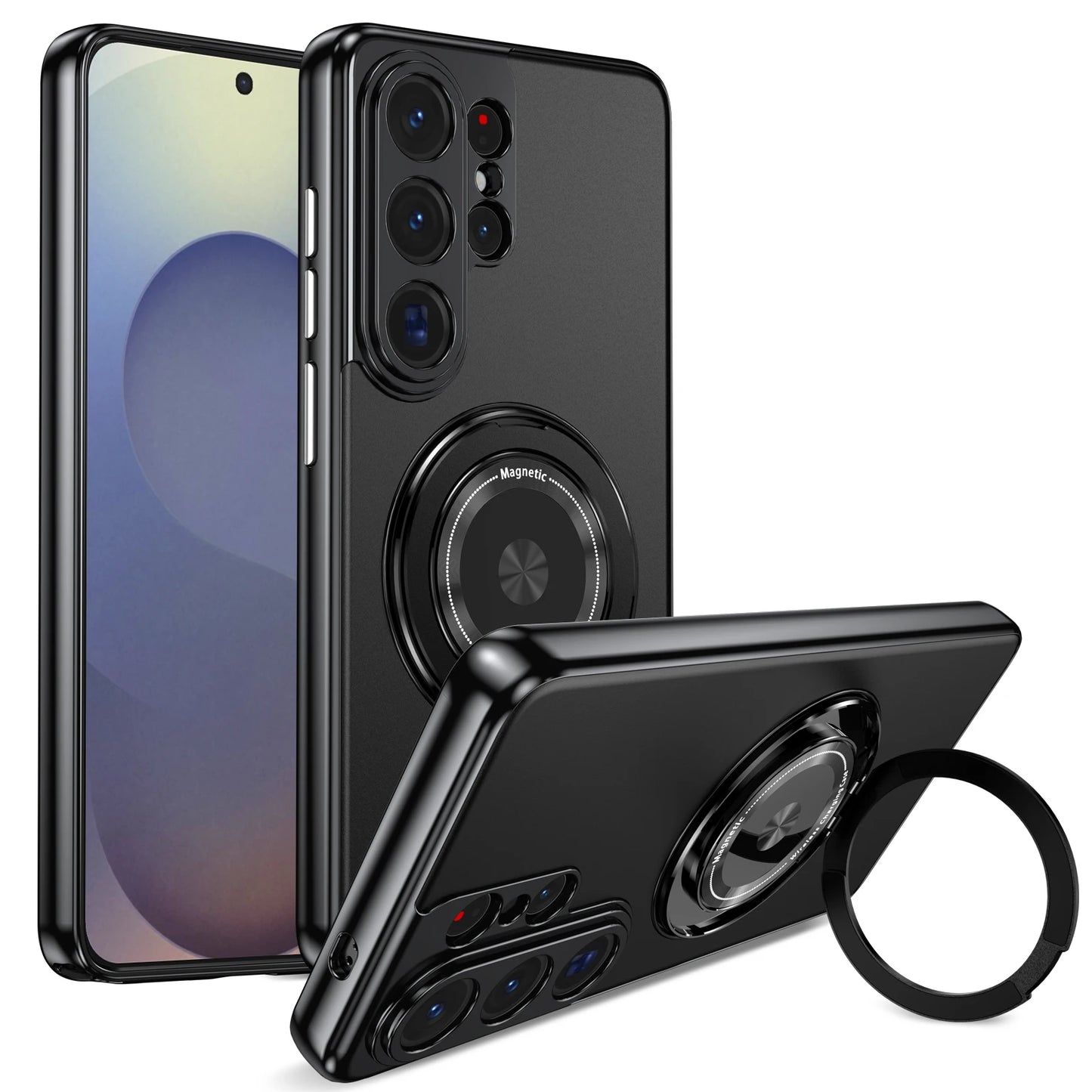 Luxury Metallic 360 Rotating Stand Case For Samsung Galaxy S26 Ultra S26+ Plus 5G Magnetic Cover With Camera Lens Protection