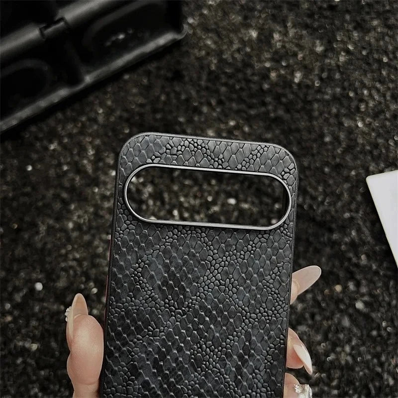 Vintage Luxury Classic Snake Leather Texture Phone Case For Google Pixel 11 10 9 Pro XL Soft TPU Frame Leather Shockproof Cover