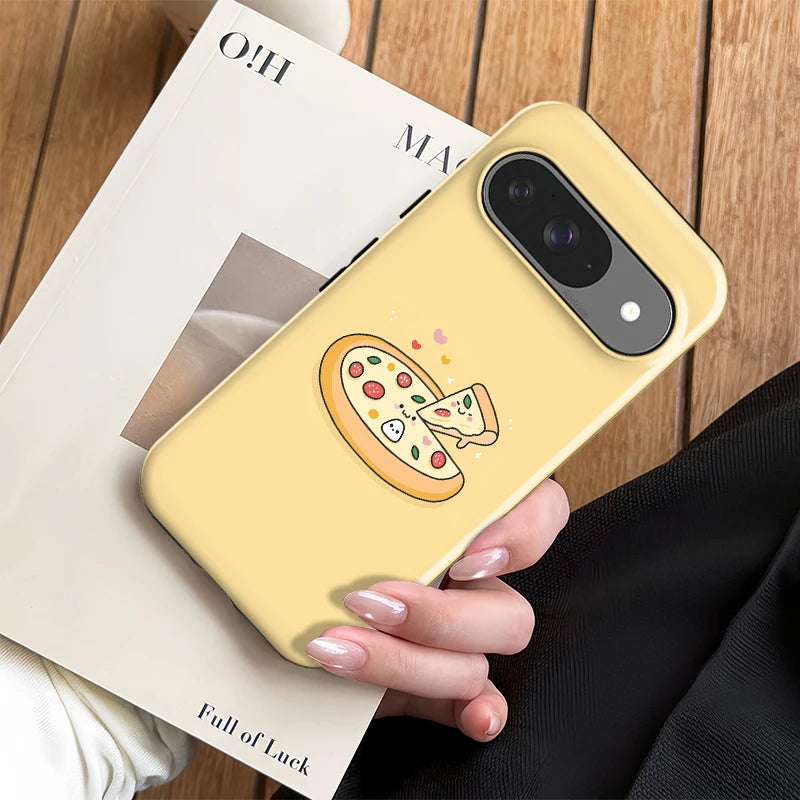 Fcicicase Matte Shockproof Phone Case For Google Pixel 10A  7A 8A 10 8 9 Pro 10 9 Pro XL Pizza Pattern Anti-knock Back Cover