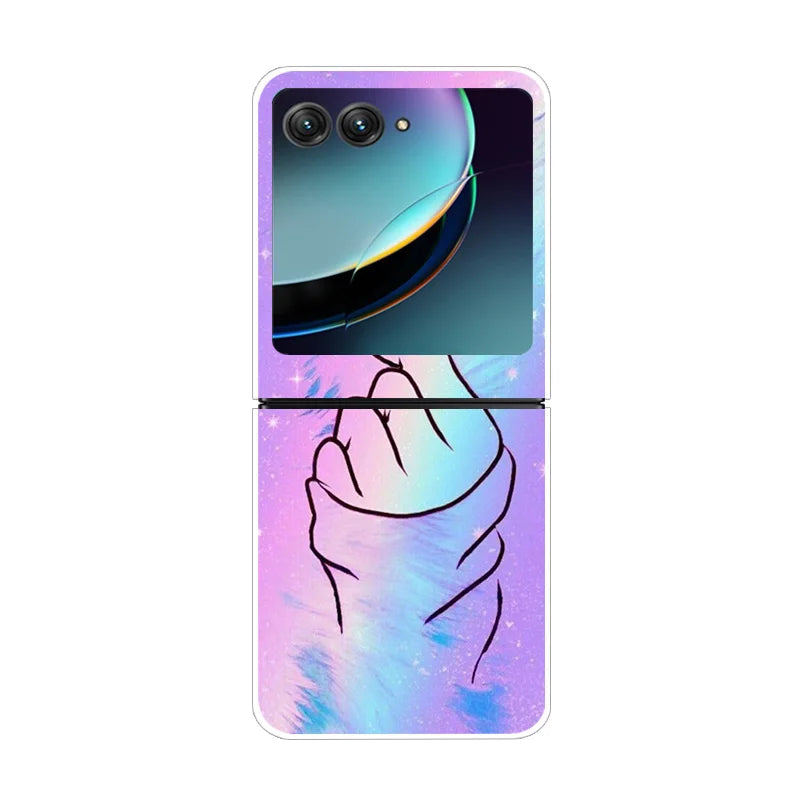 For Motorola Razr 40 Ultra Phone Case Flower Painted Clear Plastic PC Hard Back Cover For Moto Razr 40 Ultra Case 40Ultra 6.9"