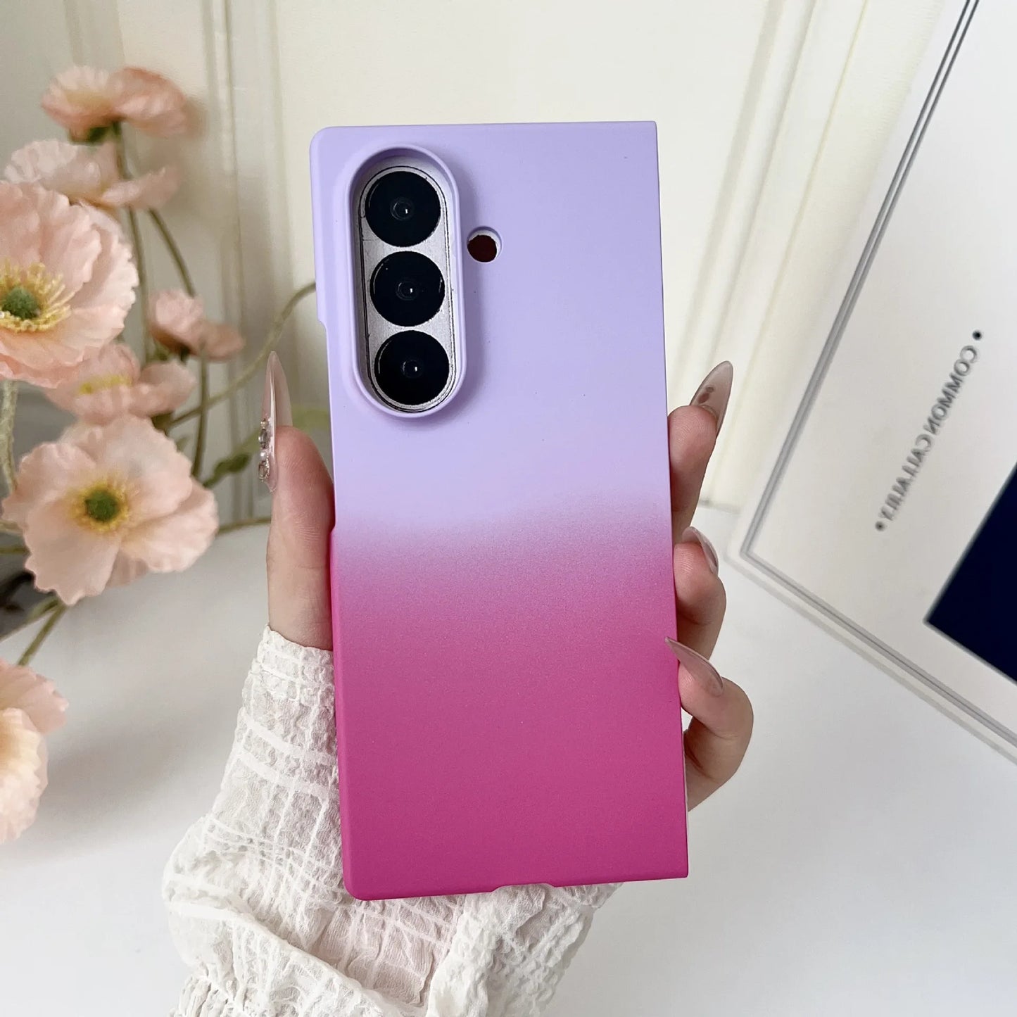 Gradient Colorful Plastic Hard Shell Phone Case for Samsung Galaxy Z Fold 7 6 5 4 3 ZFold7 Fold6 Anti-Drop Protection Back Cover