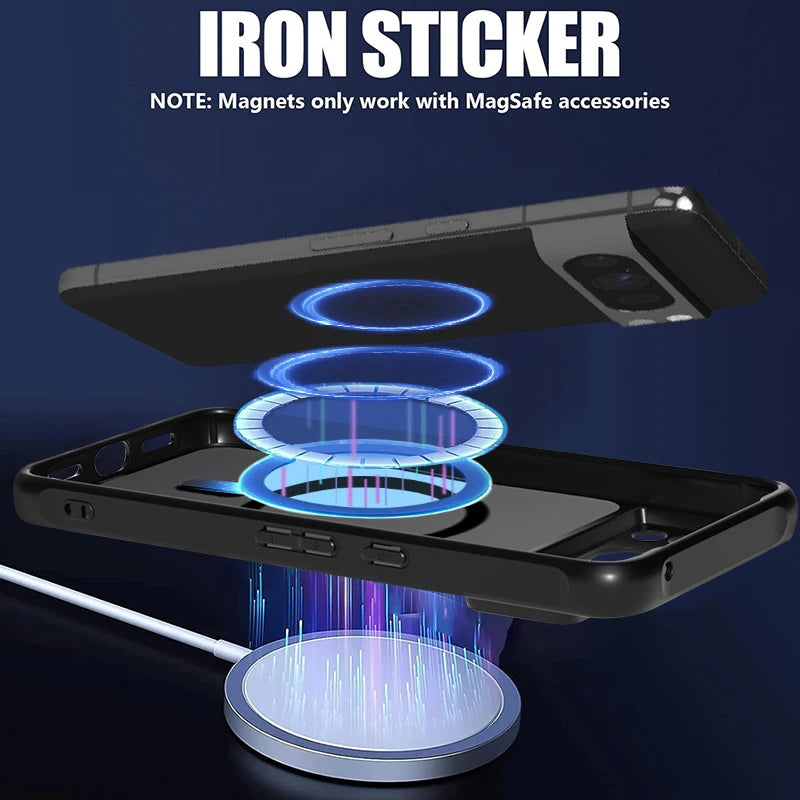 Matte Magnetic Case For Google Pixel 10 9 8 Pro 8A 9A Pixel 9 10 Pro XL For Magsafe Wireless Charging Purple Flowers Phone Cover