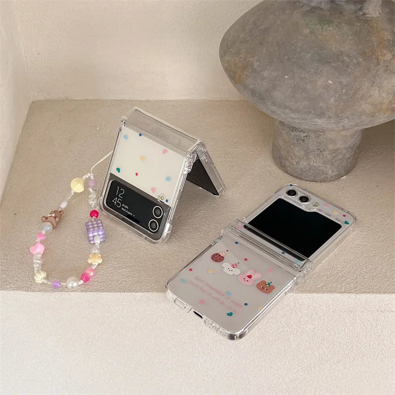 Cartoon Animals Hats Phone Case for Samsung Galaxy Z Flip 7 6 5 4 Protective Back Cover for ZFlip5 ZFlip6 ZFlip7 Case Shell