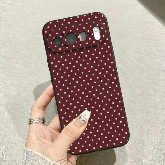 Luxury Ins Brown Red Polka Dots Case for Google Pixel 6 7 8 Pro 10 9 Pro XL 6a 7a 9a 8a Funda Phone Cover
