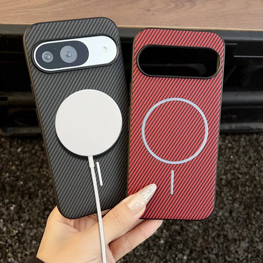 Carbon Fiber Grain Plain Leather Built-in Thin Magnetic Ring Case For Pixel 10 Pro XL Google Pixe10 Pro protect Cover