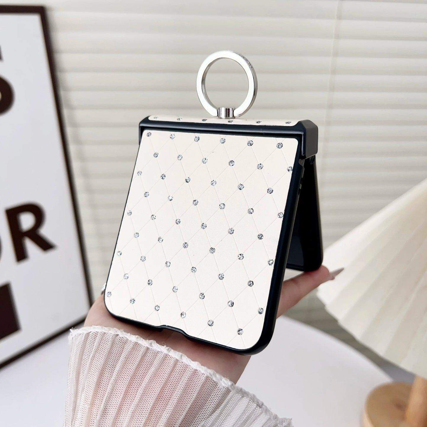 Luxury Diamond Glitter Ring Phone Case For Motorola Razr 60 50 40 Ultra 50Ultra 3-piece Set Hinge Protection Shockproof Cover