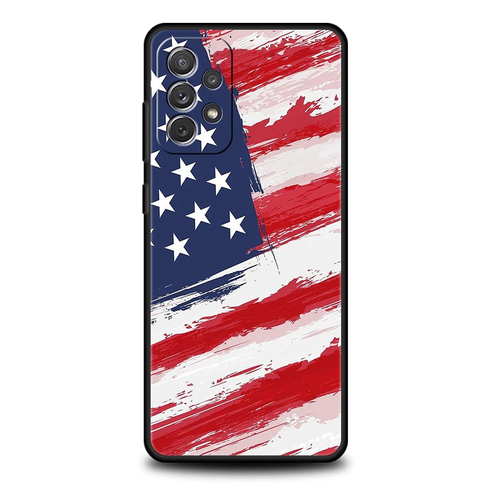 American United States Flag Phone Case for Samsung Galaxy A14 A54 A34 A51 A71 A72 A32 A52 A52S A01 A11 A21S A31 A41 5G TPU Shell