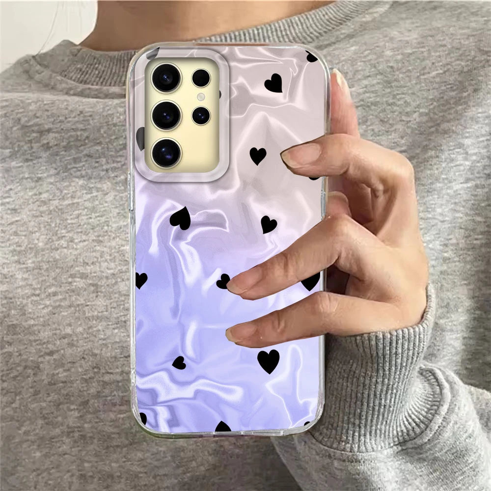 Pink Heart Love Women Girls Pattern Phone Case For Samsung Galaxy S24 S22 S23 S25 Edge S21 Plus S20 FE Ultra Shell Back Cover