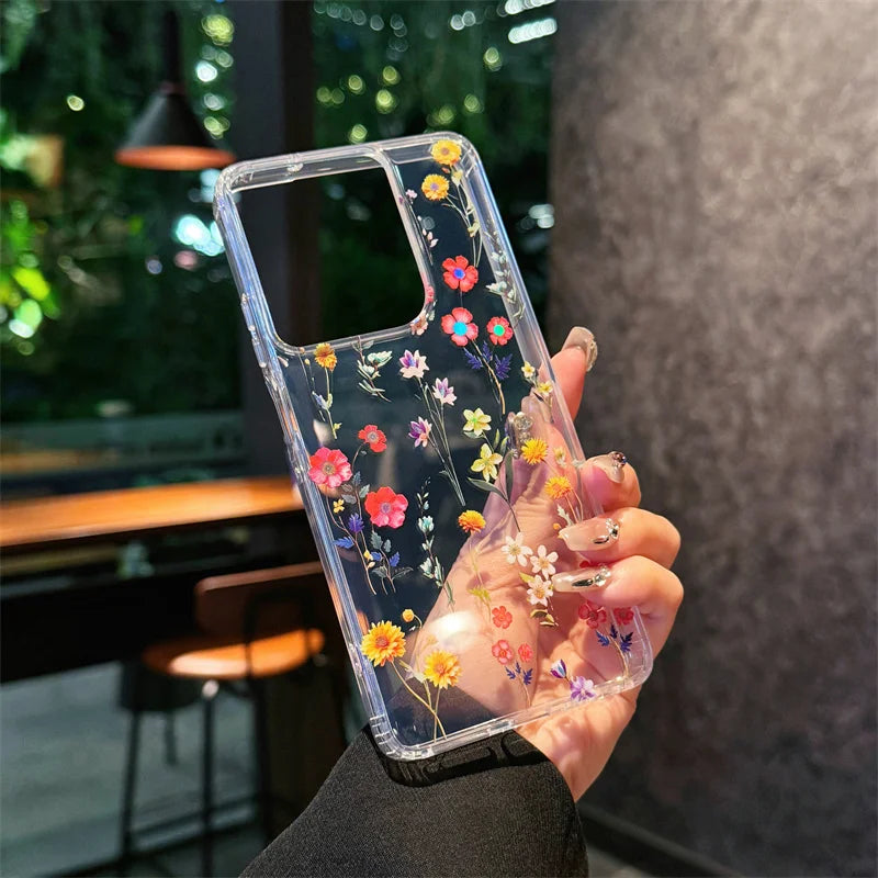 Simple Slim Transparent Cute Flowers Plants Phone Case For Motorola Moto G Stylus 5G 2024 G Play Powet 5G 2025 Soft Clear Cover