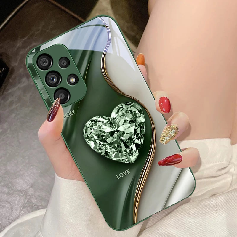 Big Pink Diamonds For Samsung Galaxy S10 4G S20 11E 30 S21 22 S24 Fe Pro S23 S25 Ultra 5G S9 Tempered Glass Phone Case