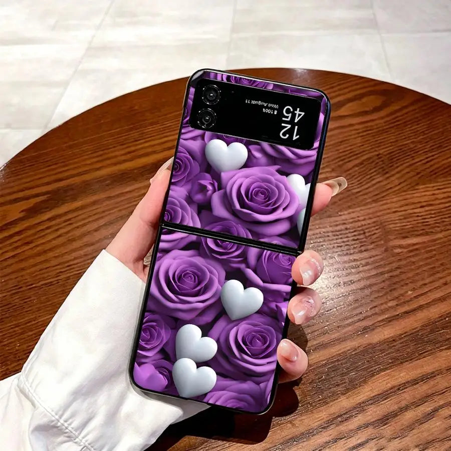 Phone Cover Case for Samsung Galaxy Z Fold 7 6 5 4 3 Z Flip 7 6 5 4 3 Brilliant Purple Roses