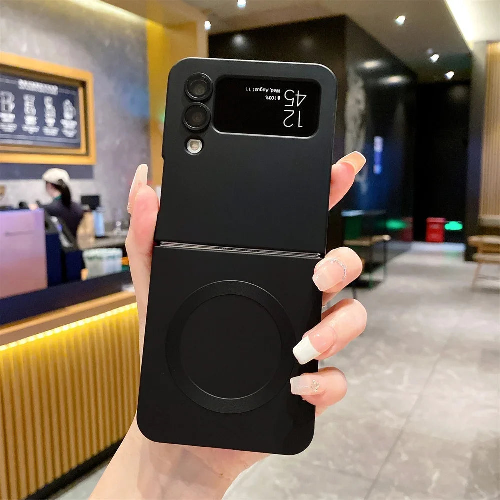 for Samsung ZFlip 4 Luxury for Magsafe Matte Case for Samsung Galaxy Z Flip 6 4 3 5 7 Flip4 Wireless Charger Soft Silicone Cover