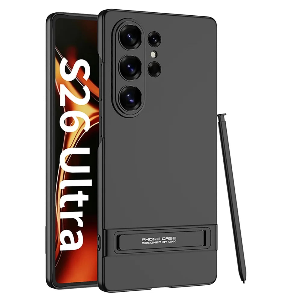 Ultra Thin PC Hard Invisible Fold Stand Holder Phone Case For Samsung Galaxy S25 S24 Ultra S26 S23 Shockproof Protection Cover