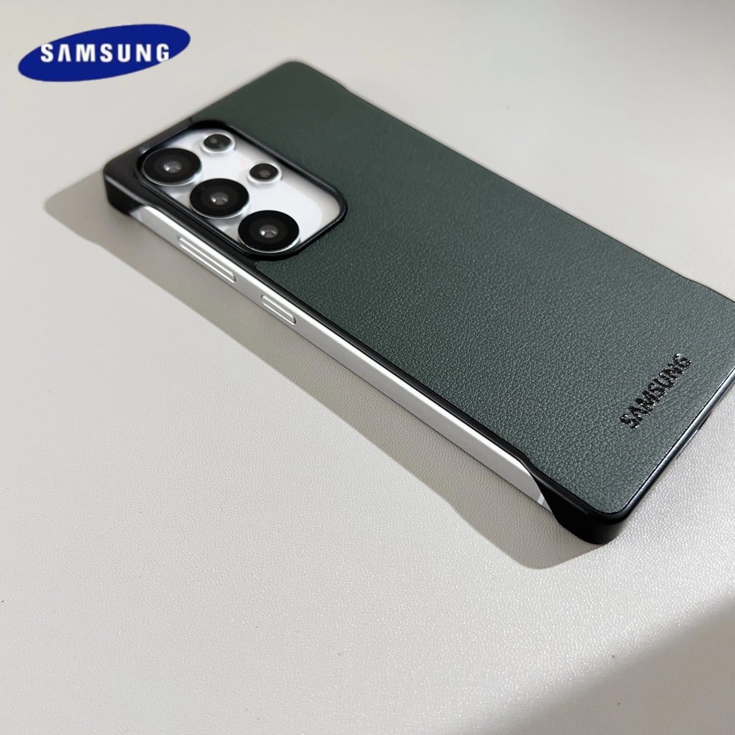 Ultra Thin Leather Texture Frameless Phone Case Samsung Galaxy S26 S25 Plus S24 Ultra Plus S25 Edge Luxury Shockproof Back Cover