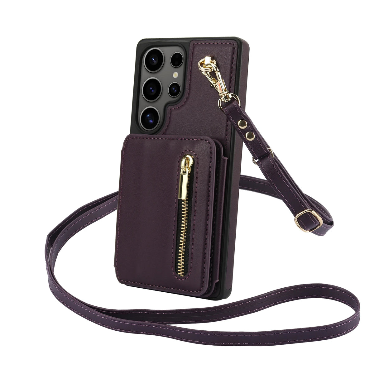 Crossbody Zipper Cards Solt Leather Case For Samsung Galaxy S25 Ultra S24 S23 S22 Plus A16 A26 A36 Kickstand Lanyard Purse Cover