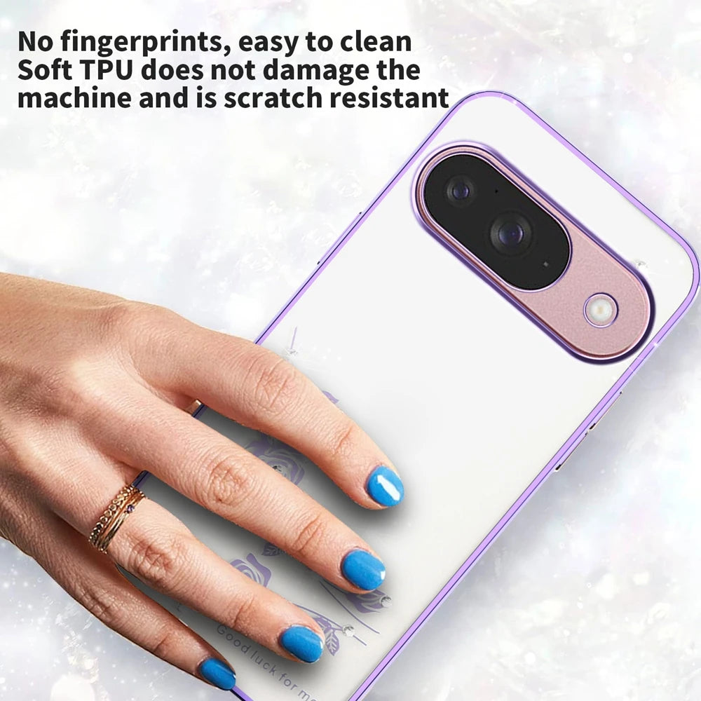Glitter Phone Case for Google Pixel 10 9 Pro XL 8 7 Pro 6 Plus 9A 8A 7A 6A Rhinestone Transparent Soft TPU Shockproof Back Cover