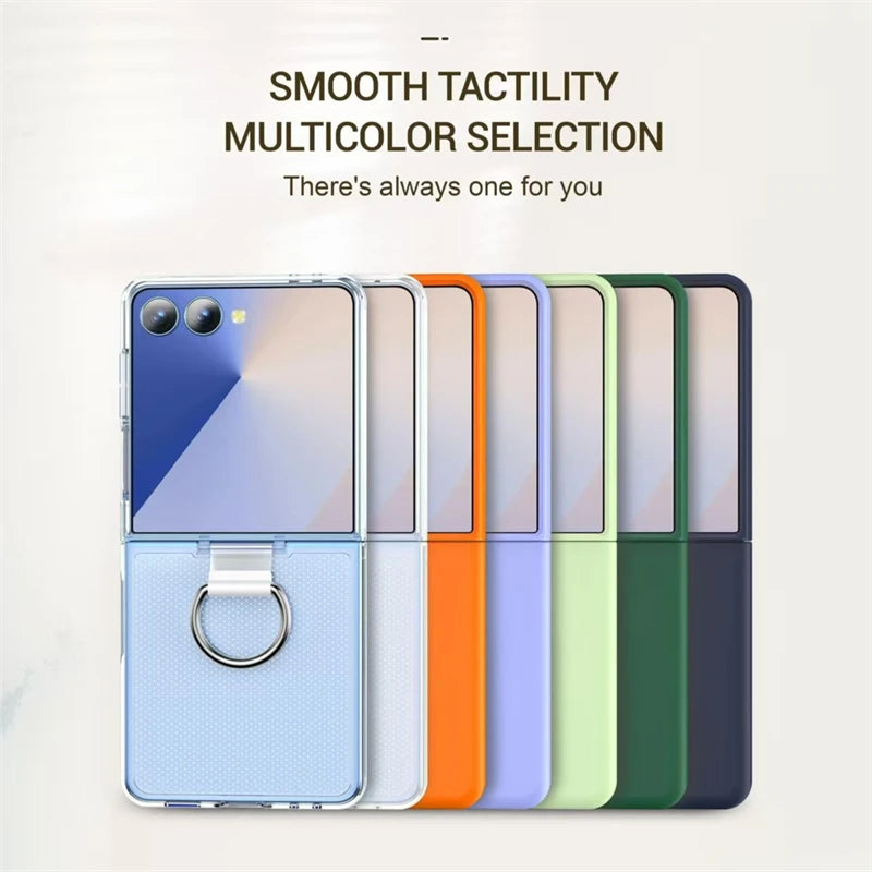 Shockproof Armor With Ring Holder Phone Case For Galaxy Z Flip 7 6 5 4 3 For Samsung Z Flip7 ZFlip7 flip6 5G Hard PC Back Cover