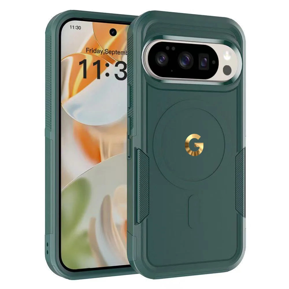 Premium 2IN1 Heavy Armor For Magsafe Magnetic Charging Case For Google Pixel 10 9 Pro XL Shockproof PC+TPU Matte Protector Cover