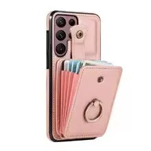For Samsung Galaxy S25 24 23 22 Ultra/Note 10/20 Ultra/S20 FE/S10 Case Wallet with Card Holder, 360°Rotation Finger Ring Holder