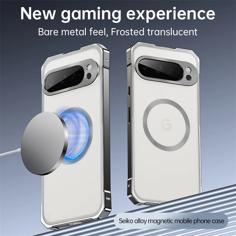 For Google Pixel 8 9 10 Pro 9 Pro XL Metal Frame Protect Bare Magsafe Case Wireless Charging Detachable Shockproof Protect Cover