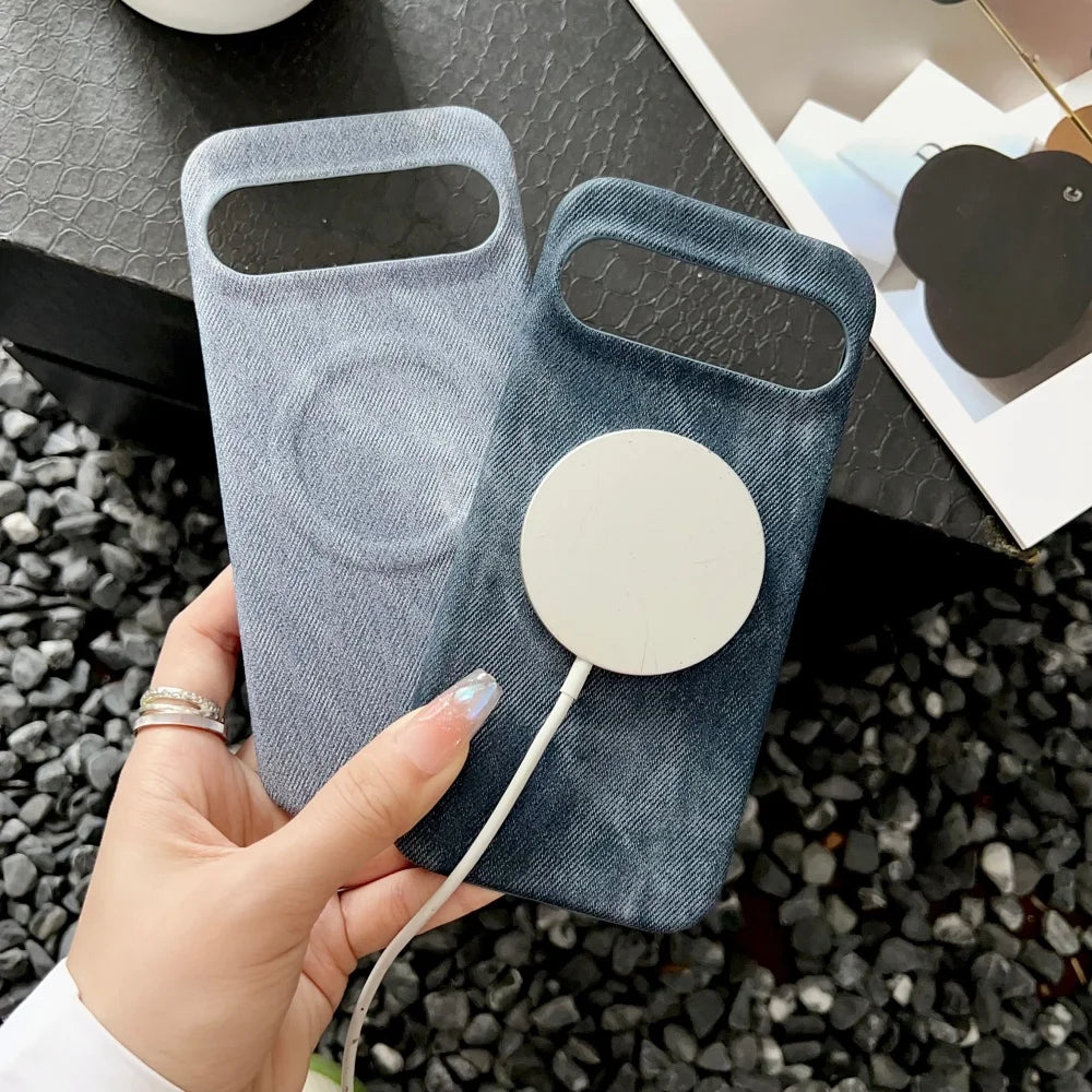 Original Cowboy Leather Texture For Magsafe Phone Case For Google Pixel 11 10 9 8 7 A Pro XL Full Frosted Magnetic Bumper Cover