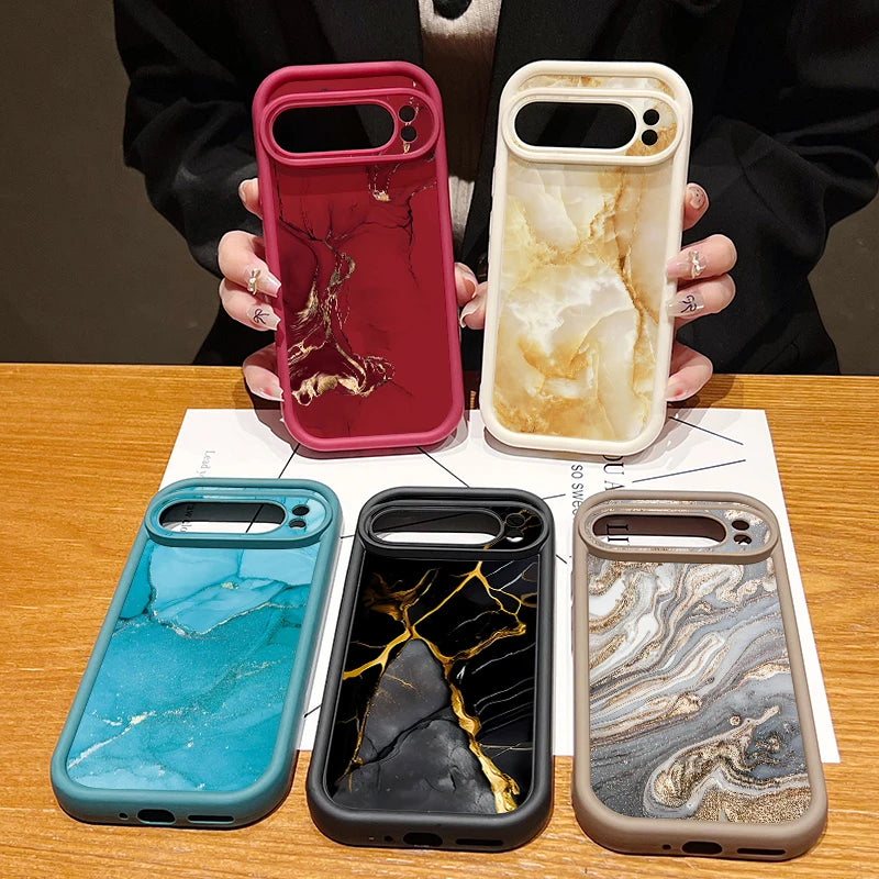 Colorful Marble Patterned Phone Case For Google Pixel 10 9 8 7 Pro Pixel 9 10 Pro XL 7A 8A 9A Shockproof Soft TPU Silicone Cover