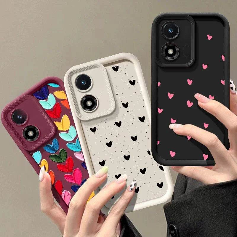 Small Love Heart Phone Case for Motorola Moto Edge 40 Neo 50 Pro 50 Fusion 5G G84 G14 G32 G35 G52 G30 G60S G53 G22 E13 E14 Cover