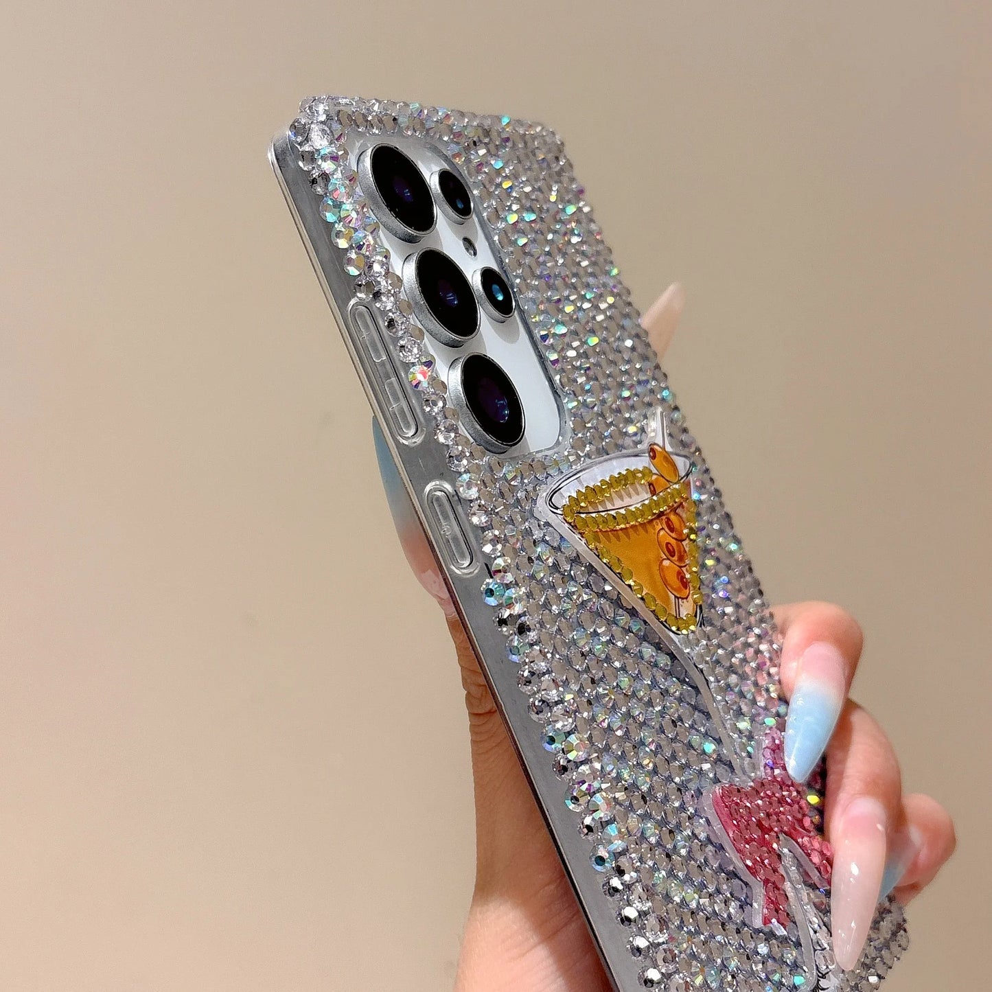 Cute Diamond Wine Glass Case For Samsung Galaxy S26 Ultra Rhinestone Cover For Samsung S25Ultra S24 Plus S23 S22 Ultra Shell